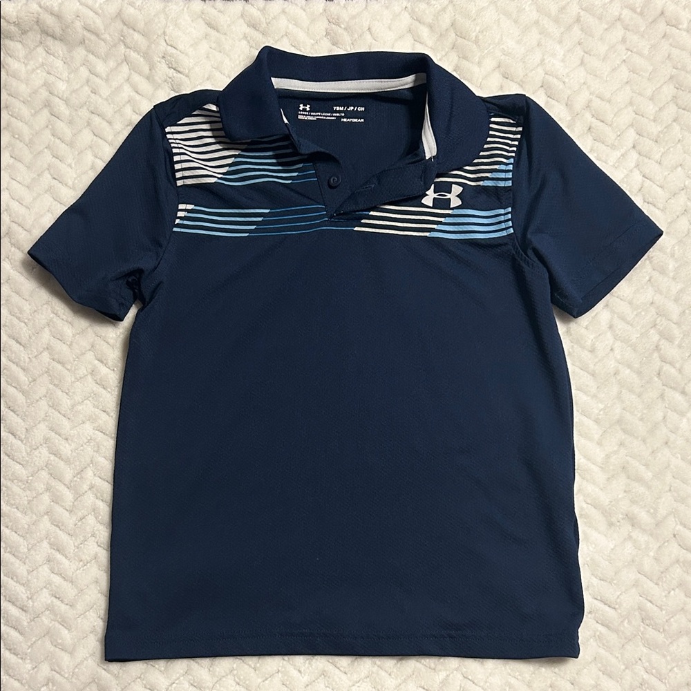 Under Armour Kids Blue Striped Polo Shirt